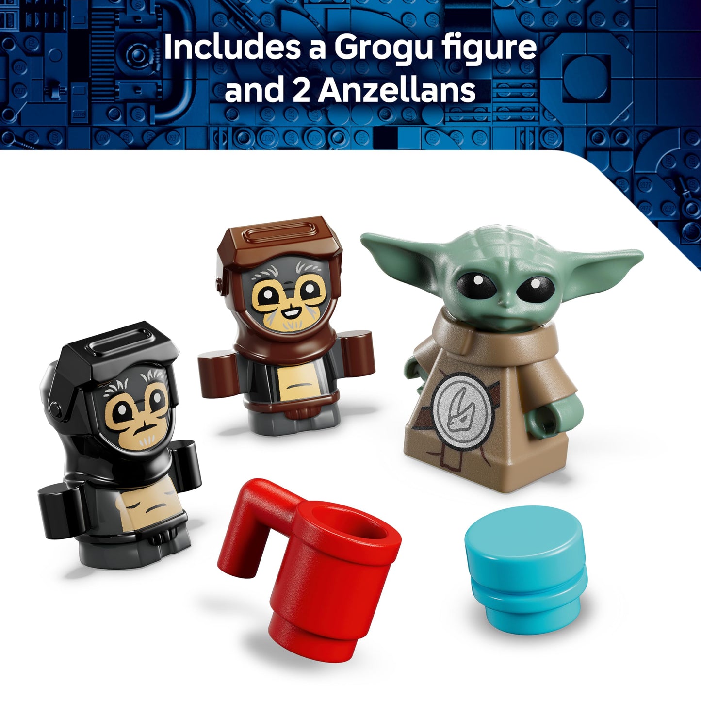 LEGO 75445 Star Wars Anzellan Starship Toy - The Mandalorian and Grogu Model Kit with 3 Figures & a Droid Workshop