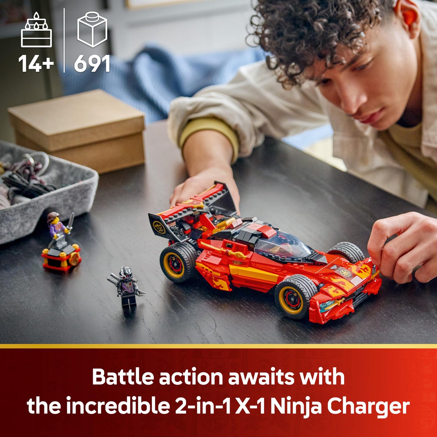 LEGO 71867 Ninjago X-1 Ninja Charger 15th Anniversary - Race Car Model Kit w/Motorbike Toy & 3 Minifigures incl. Kai