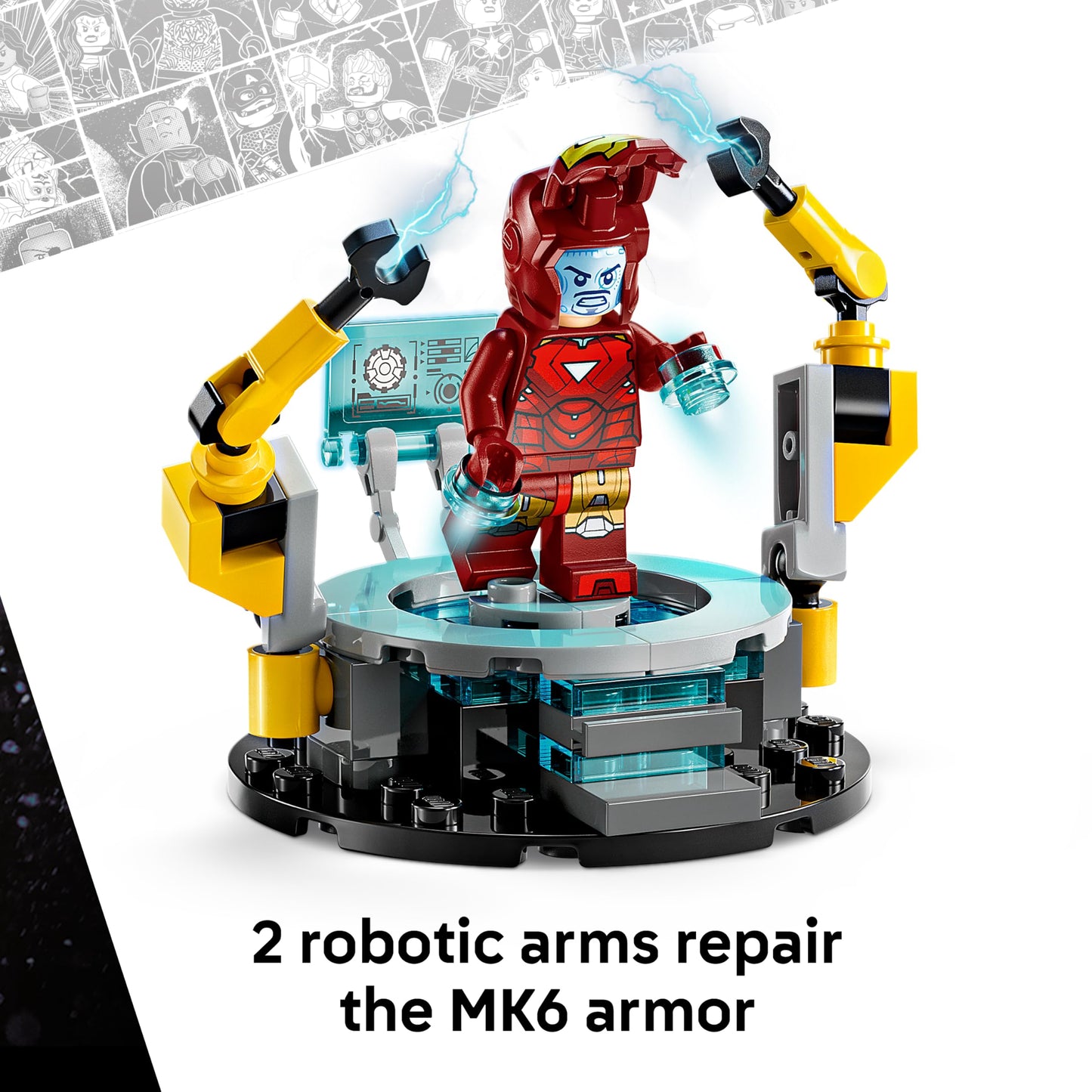 LEGO 76315 Marvel Iron Man's Laboratory : Hall of Armour - 5 Minifigures incl...