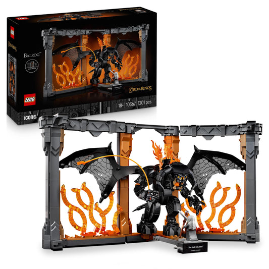 LEGO 10367 Icons The Lord of the Rings: Balrog Book Nook with a Gandalf the Grey Minifigure & Dragon Figure