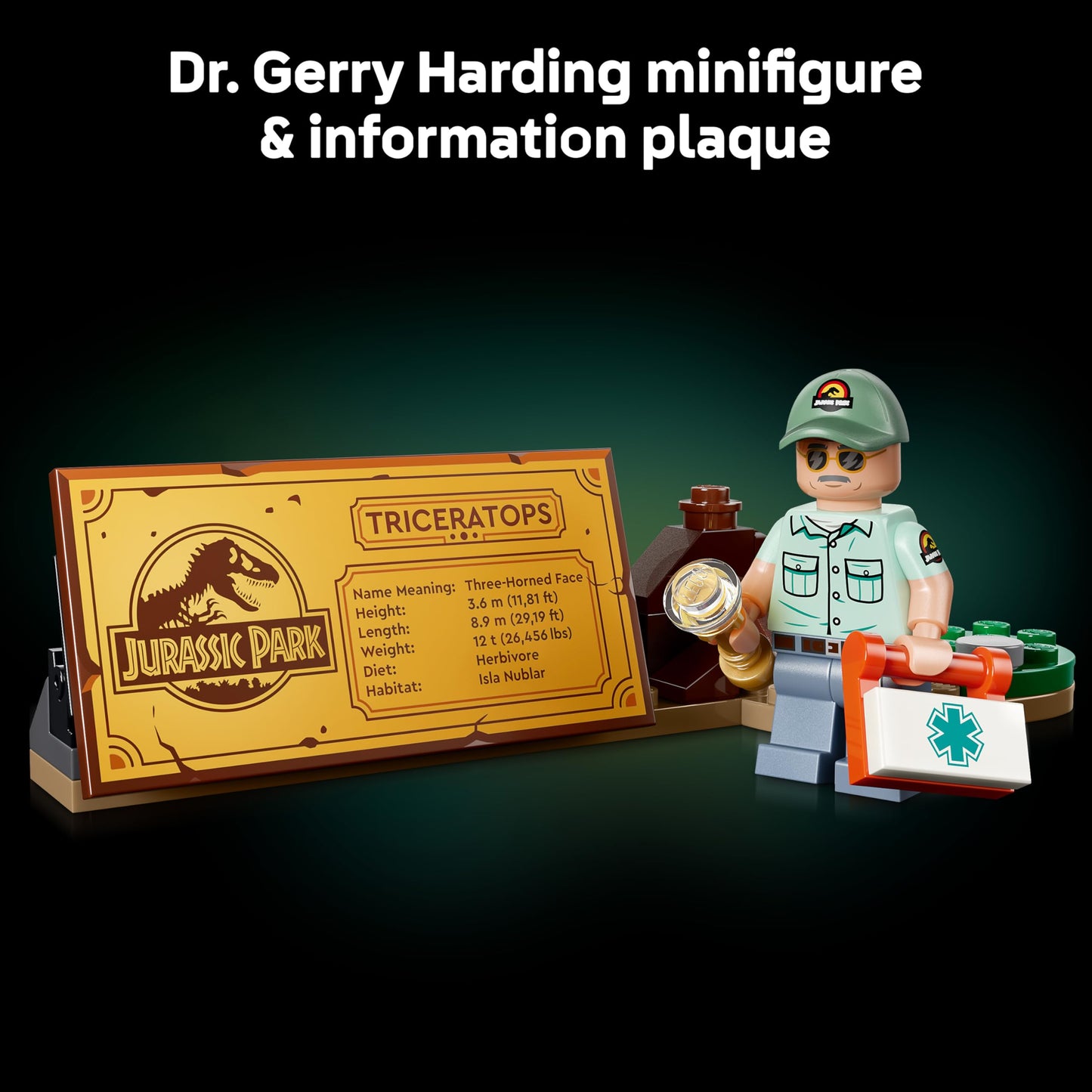 LEGO 77985 Jurassic World Dinosaur Fossils: Triceratops - Display Model Kit for Adults w/Dr. Gerry Harding Minifigure