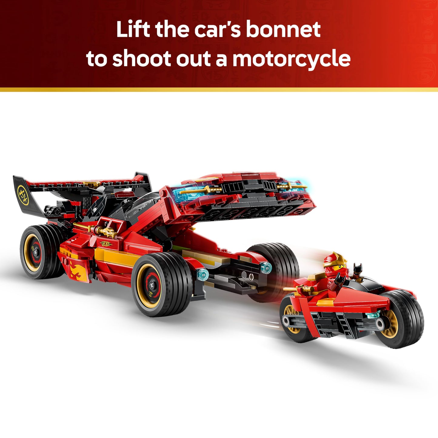 LEGO 71867 Ninjago X-1 Ninja Charger 15th Anniversary - Race Car Model Kit w/Motorbike Toy & 3 Minifigures incl. Kai
