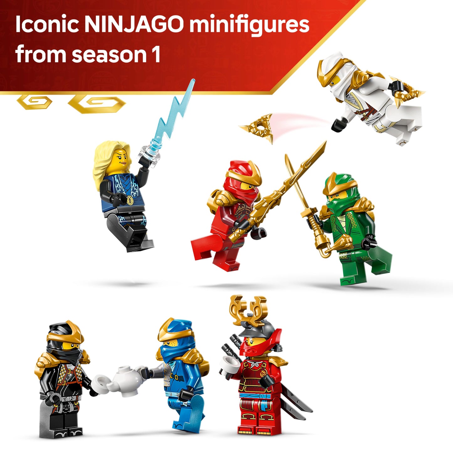 LEGO 71866 NINJAGO Ninja Character Display 15th Anniversary - Monastery Gate Model Kit w/ 8 Collectible Minifigures & Swords