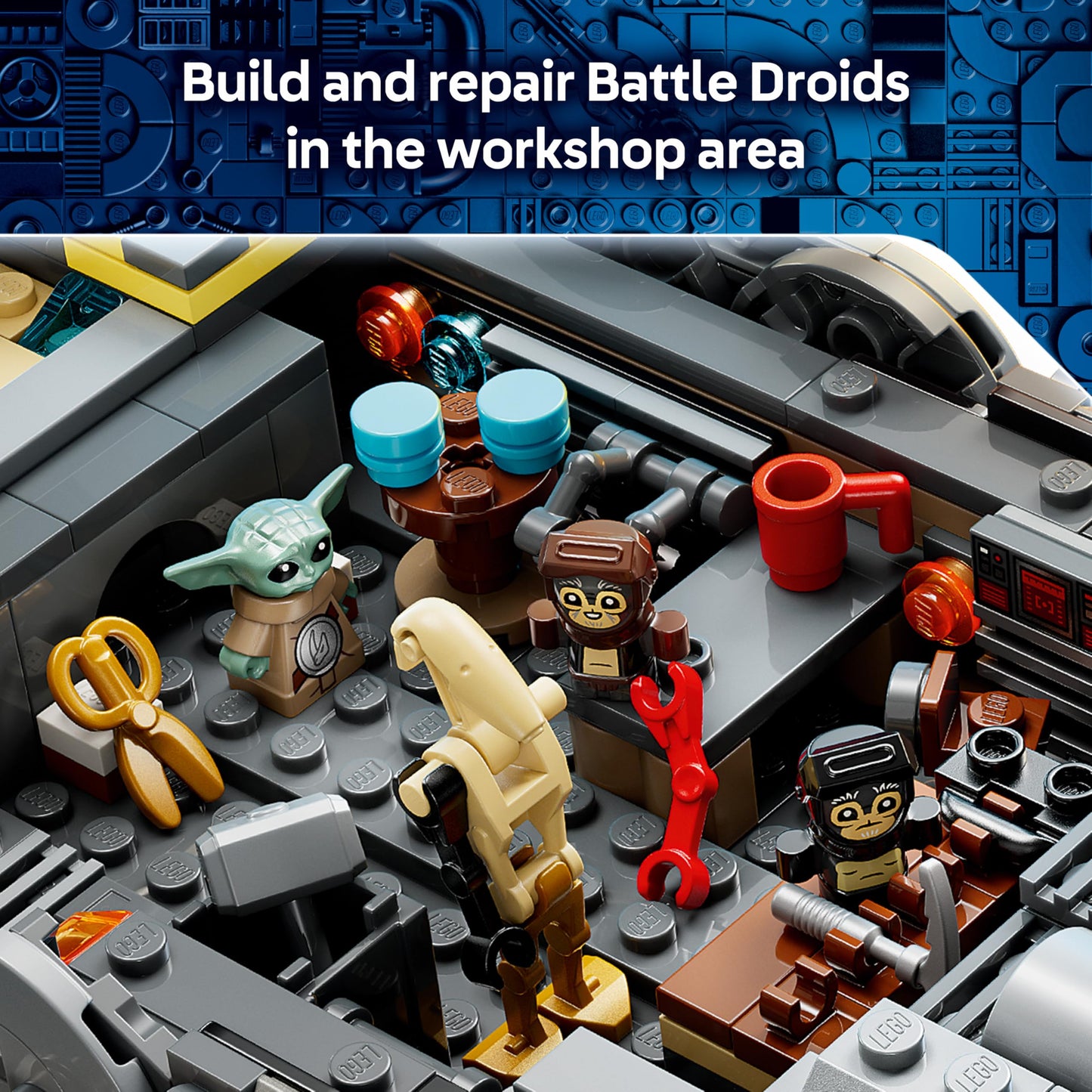 LEGO 75445 Star Wars Anzellan Starship Toy - The Mandalorian and Grogu Model Kit with 3 Figures & a Droid Workshop