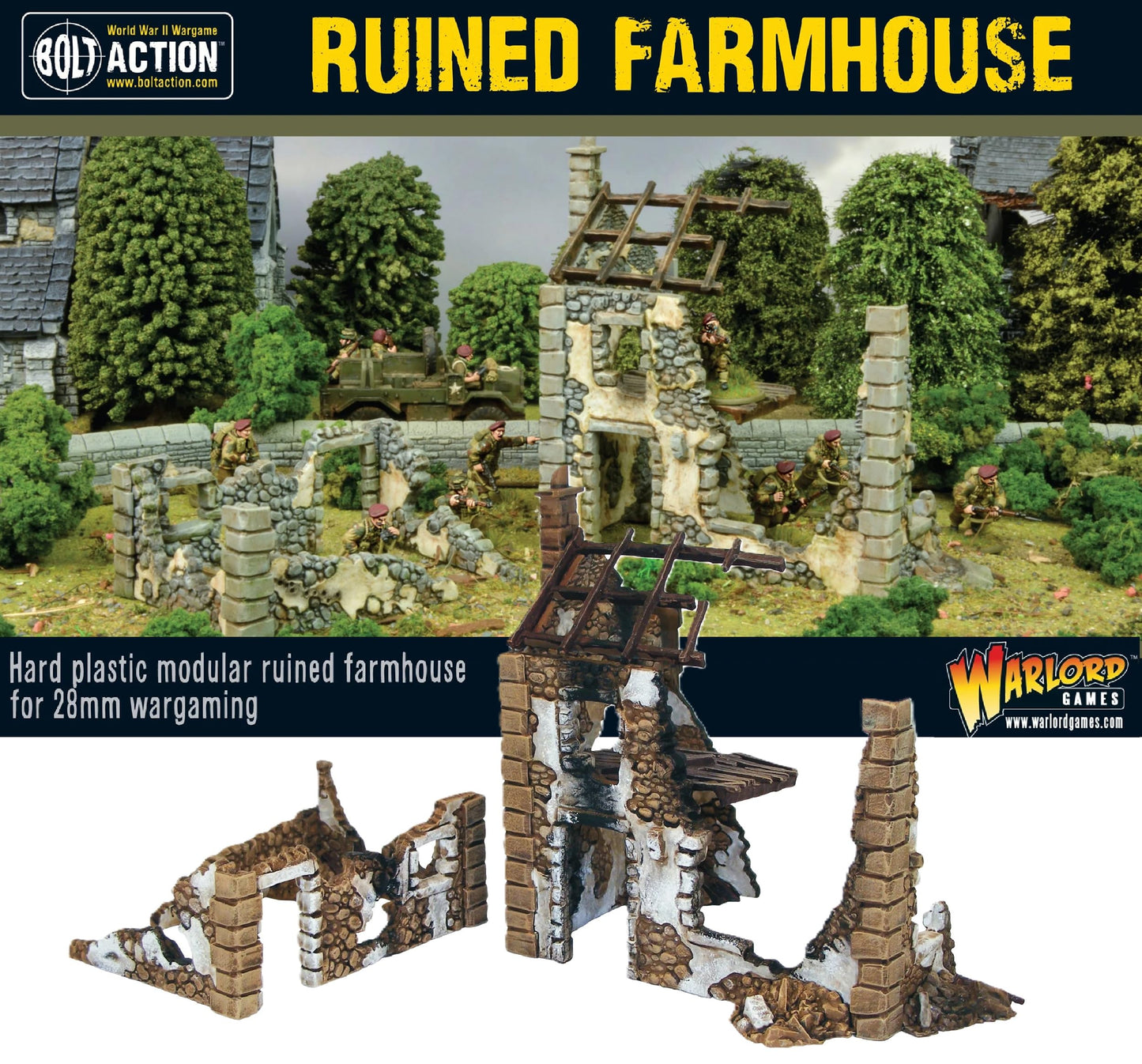 Bolt Action : Ruined Farmhouse - 28mm Scale - Warlord Games