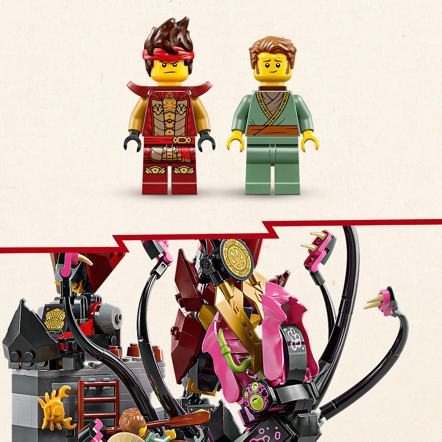 LEGO 71846 Ninjago The Fire Knight Mech with a Posable Figure, 2 Minifigures & a Sea Monster on a Display Stand