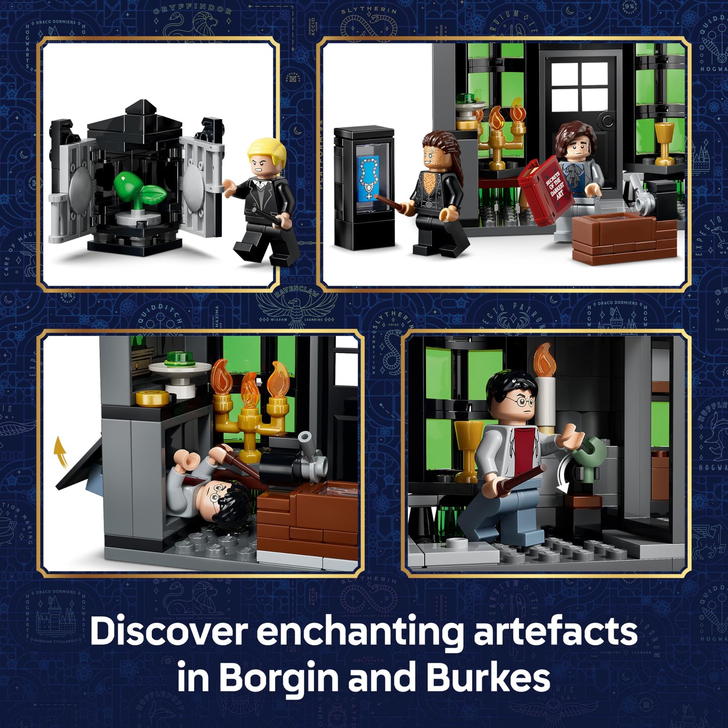 LEGO 76471 Harry Potter Knockturn Alley Wizarding Shops - with 8 Minifigures & Collectible Patronus
