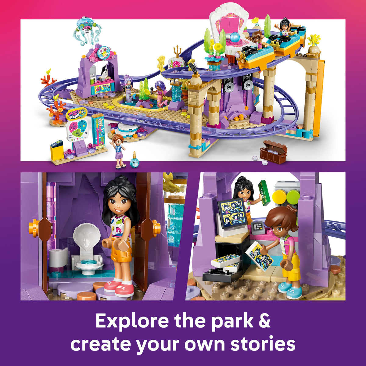 LEGO 42703 Friends Mermaid Roller Coaster Ride with 3 Cars, Shop, 5 Mini Dolls & Accessories