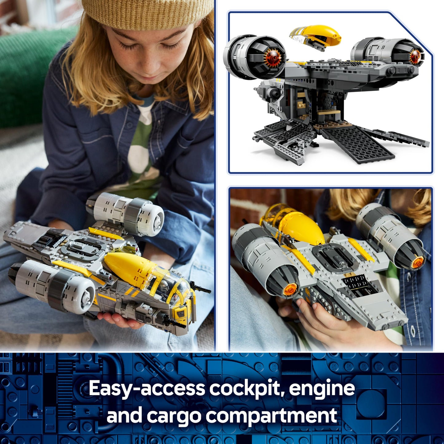 LEGO 75447 Star Wars 75447 The Razor Crest Starship Toy - The Mandalorian and Grogu with 4 Minifigures & Grogu Figure