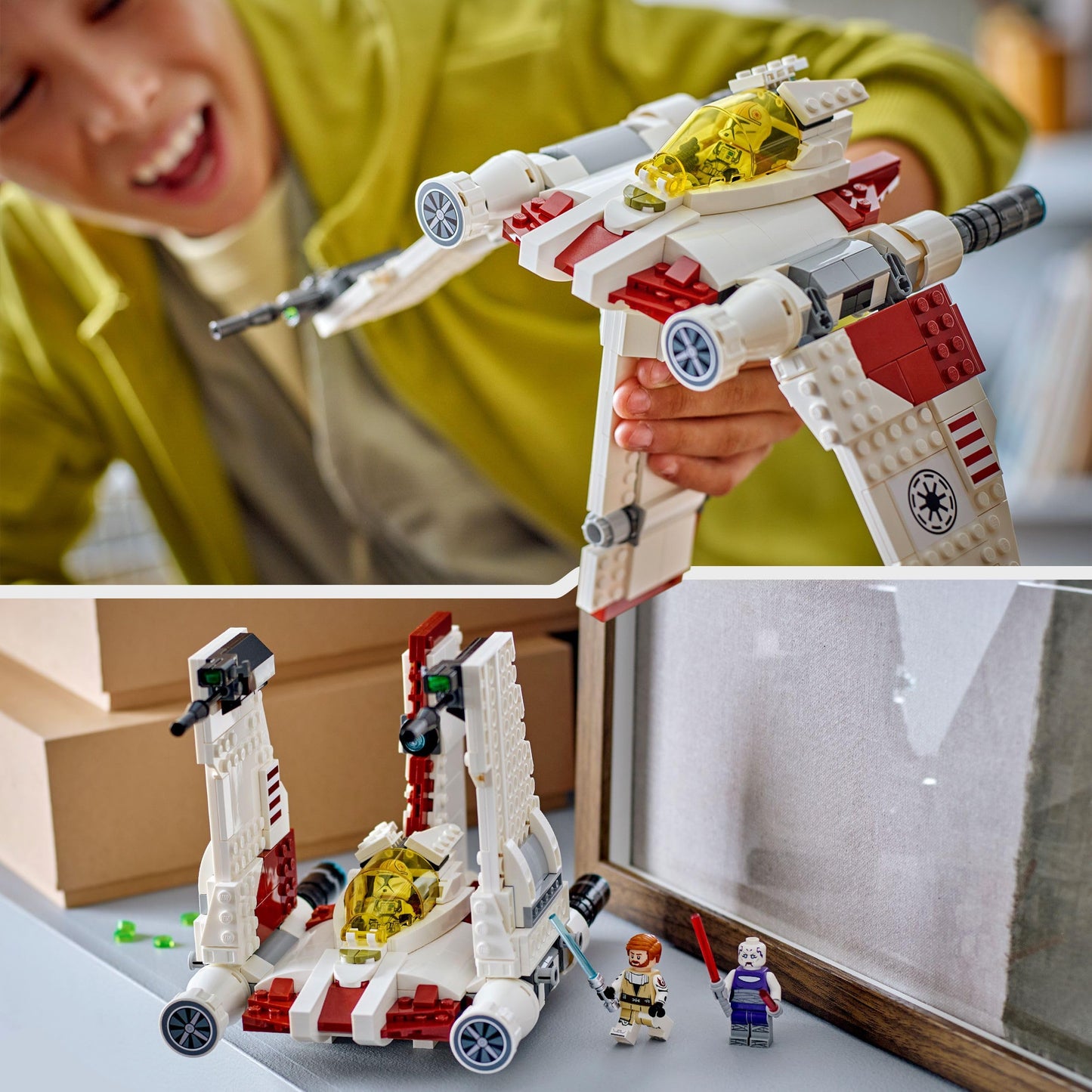 LEGO Star Wars 75432 V-19 Torrent Starfighter Building Toy - 3 Minifigures incl. Obi Wan Kenobi & Asajj Ventress with Lightsabers