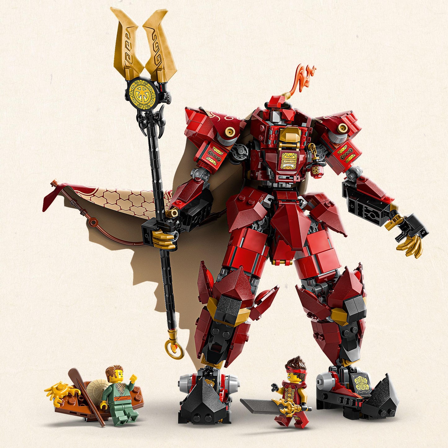LEGO 71846 Ninjago The Fire Knight Mech with a Posable Figure, 2 Minifigures & a Sea Monster on a Display Stand