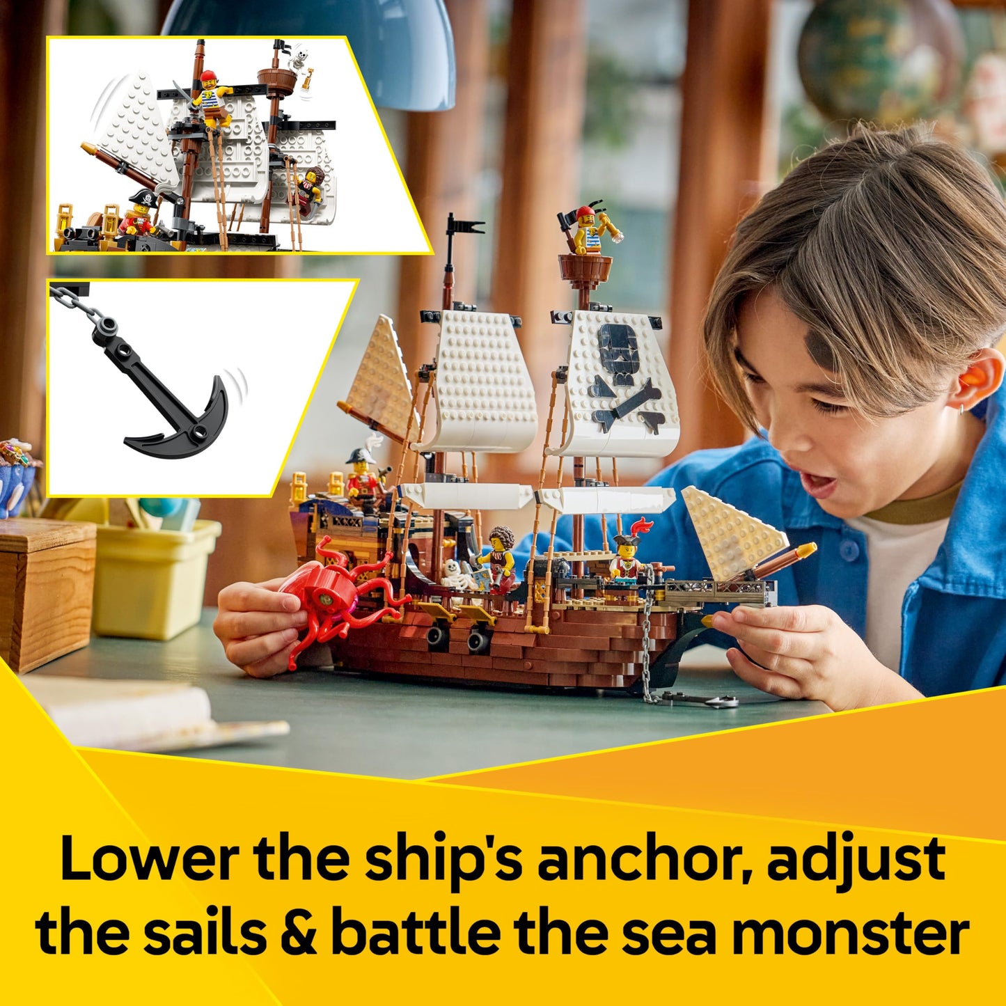 LEGO 31387 Creator 3 in 1 Iconic Pirate Ship Toy - Transforms into a Castle or 2 Twin Boats