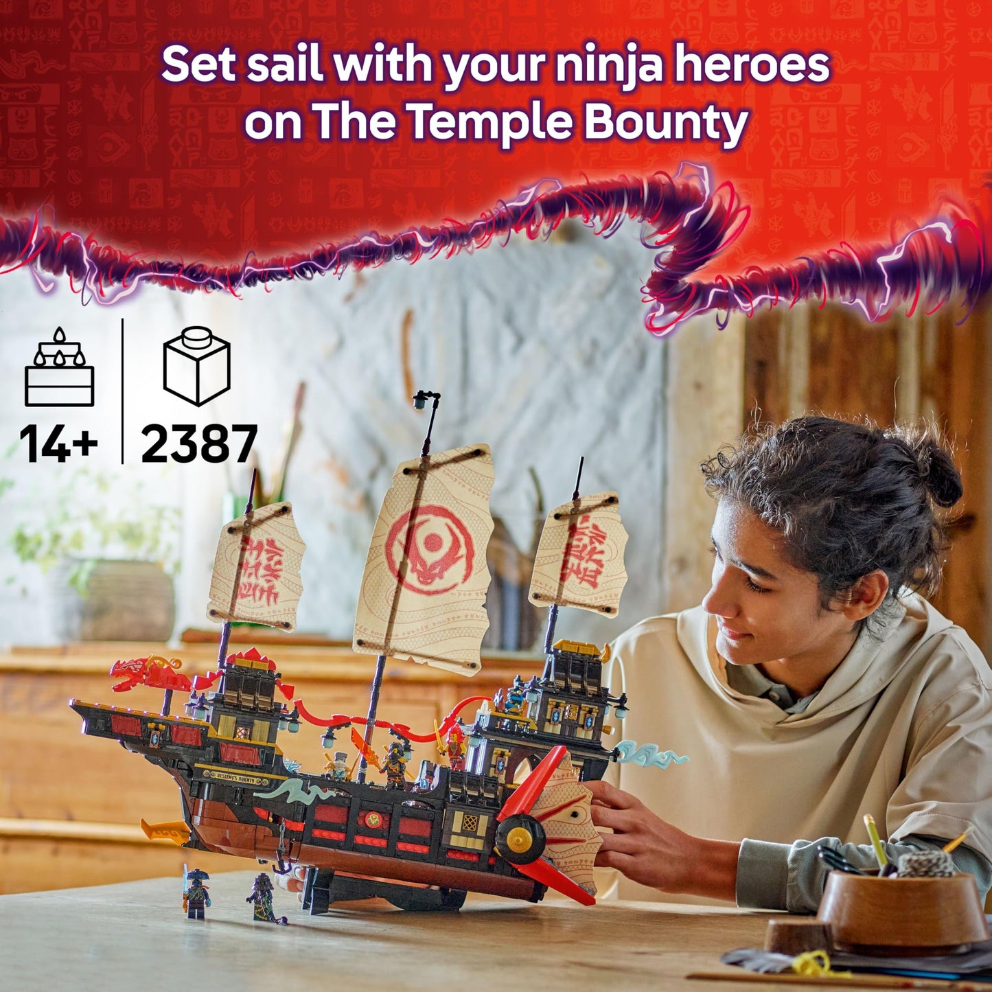 LEGO 71848 Ninjago The Temple Bounty with Movable Sails, plus 6 Minifigures Incl. Cole Zane & Nya