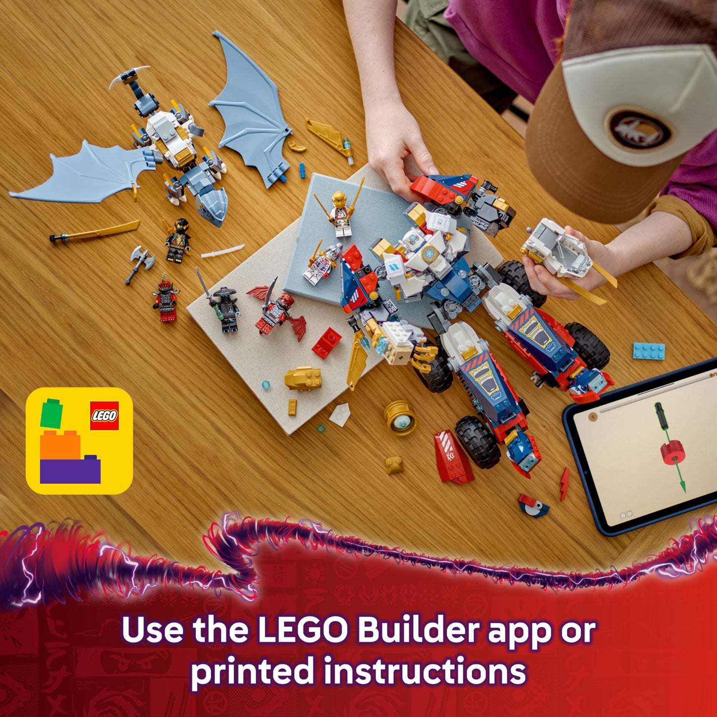 LEGO 71834 NINJAGO 4in1 Zane’s Ultra Combiner Mech Toy - Rebuilds into a Jet, Car Model, Dragon & Ninja Figure - Incl. 6 Minifigures