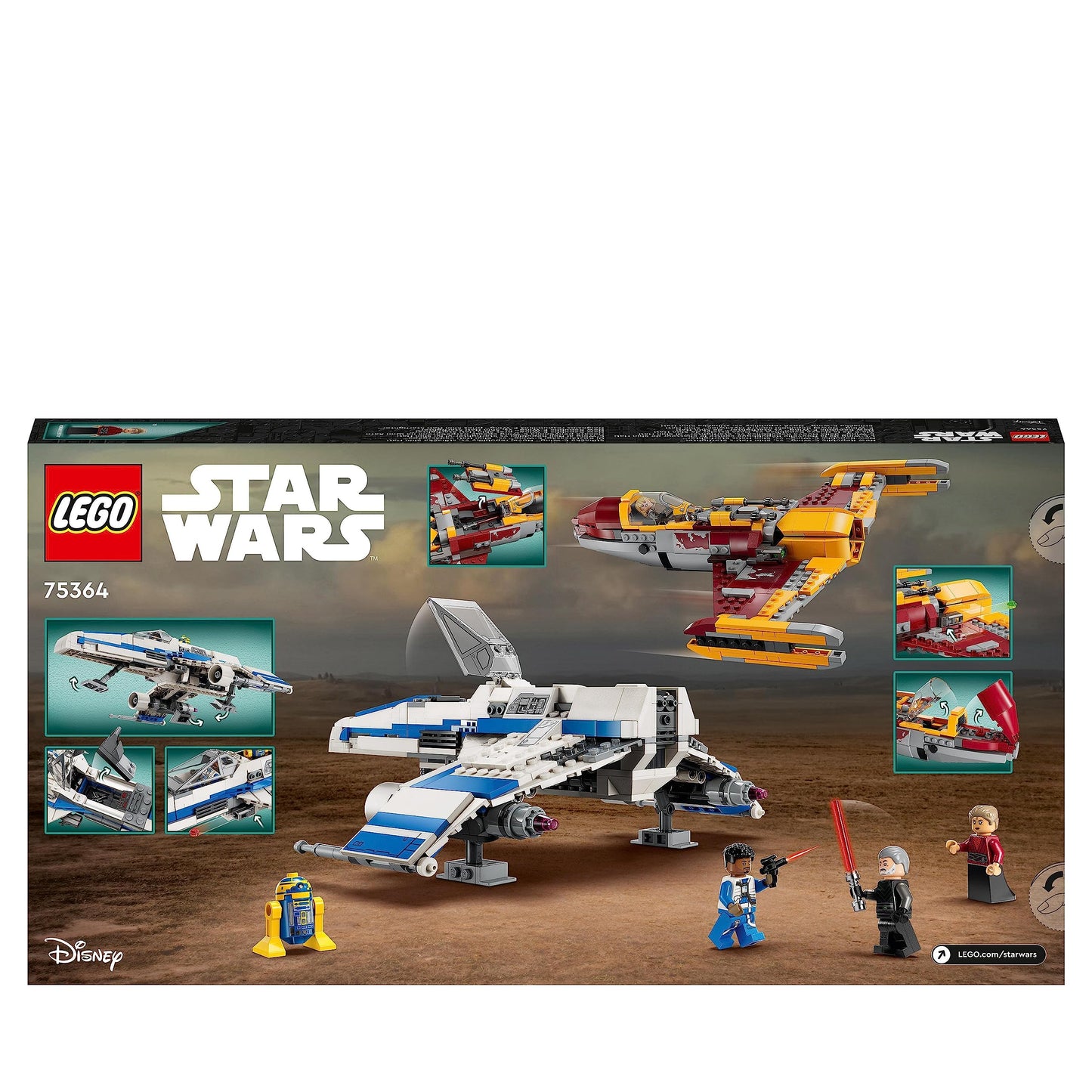 LEGO 75364 Star Wars New Republic E-Wing vs. Shin Hati’s Starfighter, Ahsoka Series Set with 2 Toy Vehicles, Droid Figure, 4 Minifigures and 2 Lightsabers