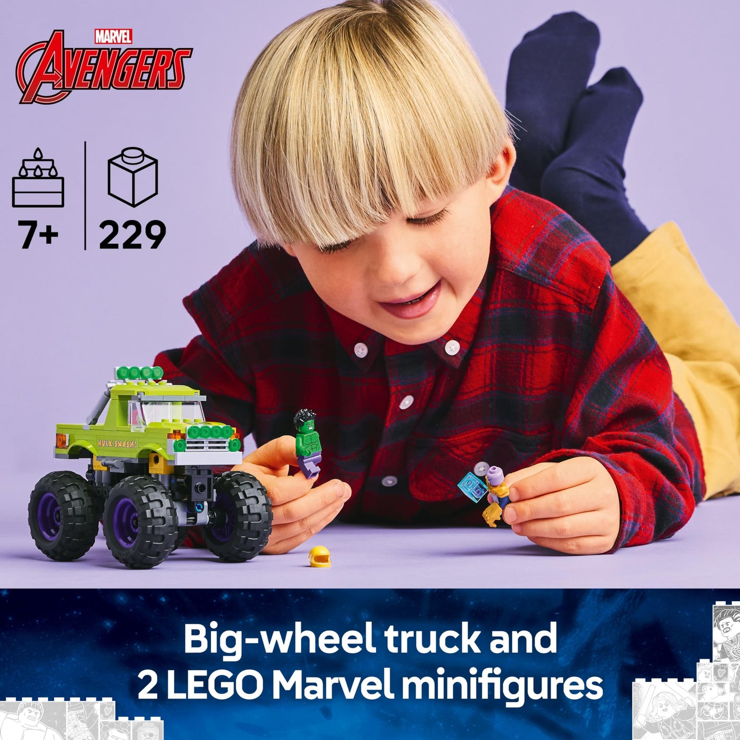 LEGO 76312 Marvel The Hulk Truck vs. Thanos with a Monster Truck plus 2 Minifigures & Accessories incl. an Infinity Gauntlet