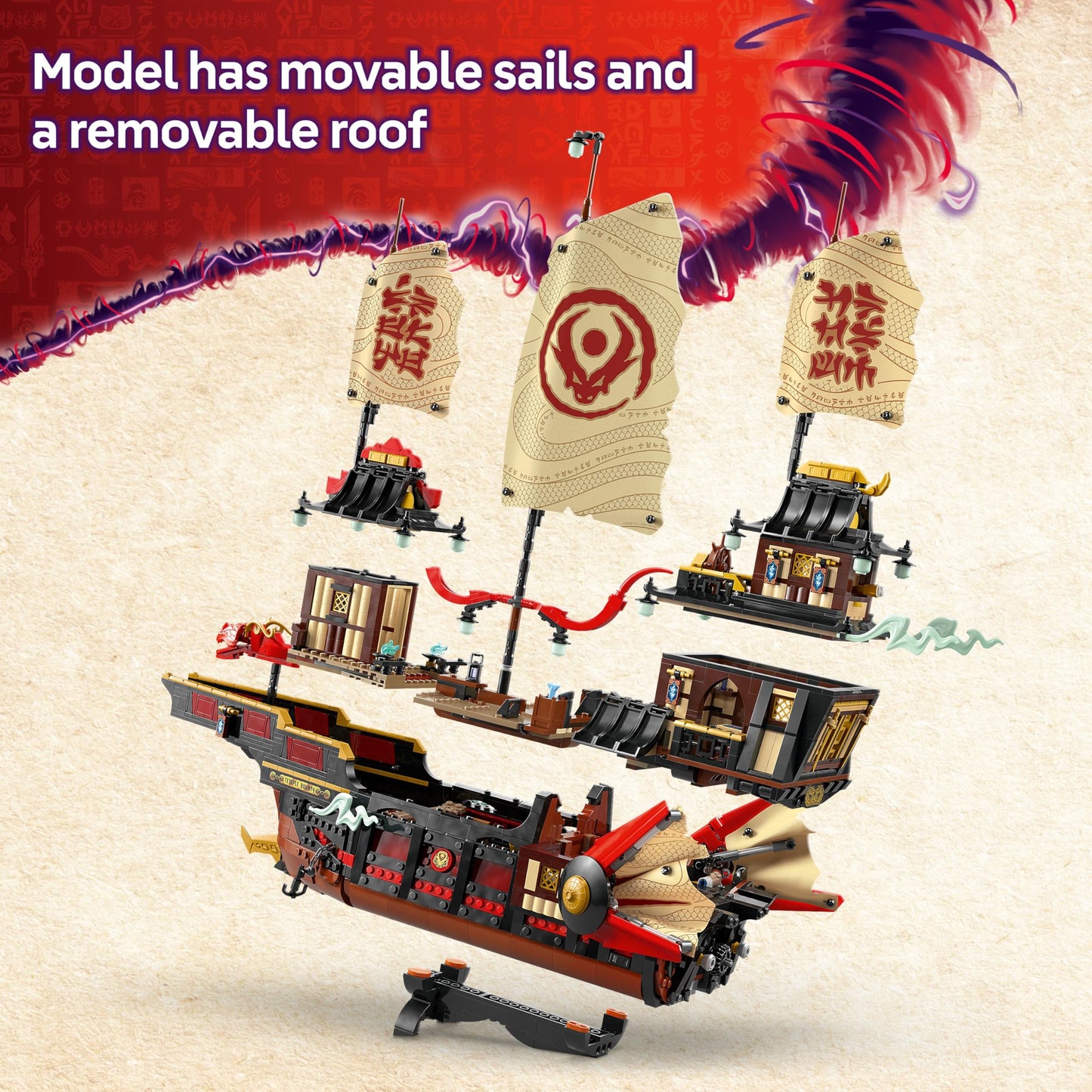 LEGO 71848 Ninjago The Temple Bounty with Movable Sails, plus 6 Minifigures Incl. Cole Zane & Nya