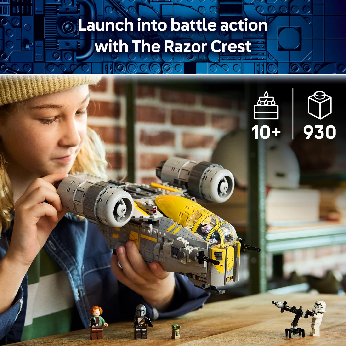 LEGO 75447 Star Wars 75447 The Razor Crest Starship Toy - The Mandalorian and Grogu with 4 Minifigures & Grogu Figure