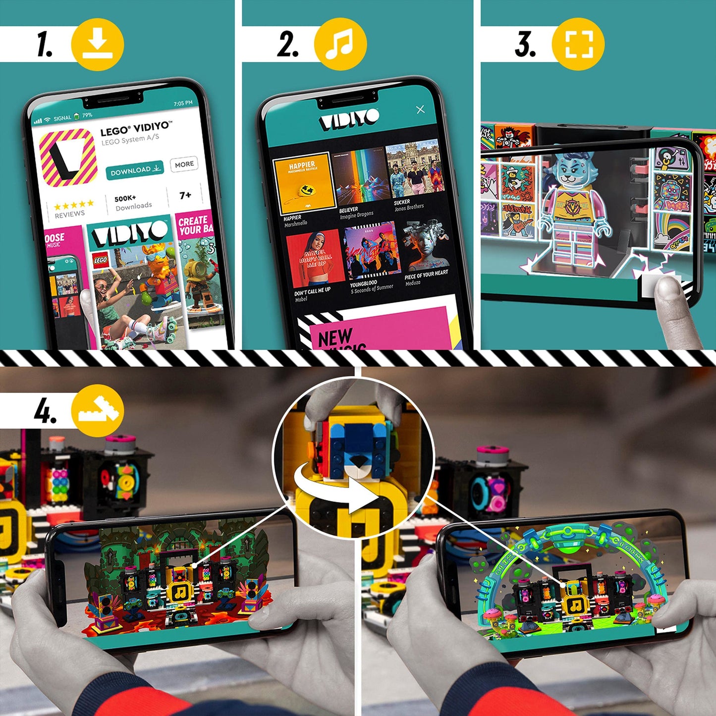 LEGO 43115 VIDIYO The Boombox BeatBox BeatBox Music Video Maker Musical Toy for Kids, Augmented Reality Set with App