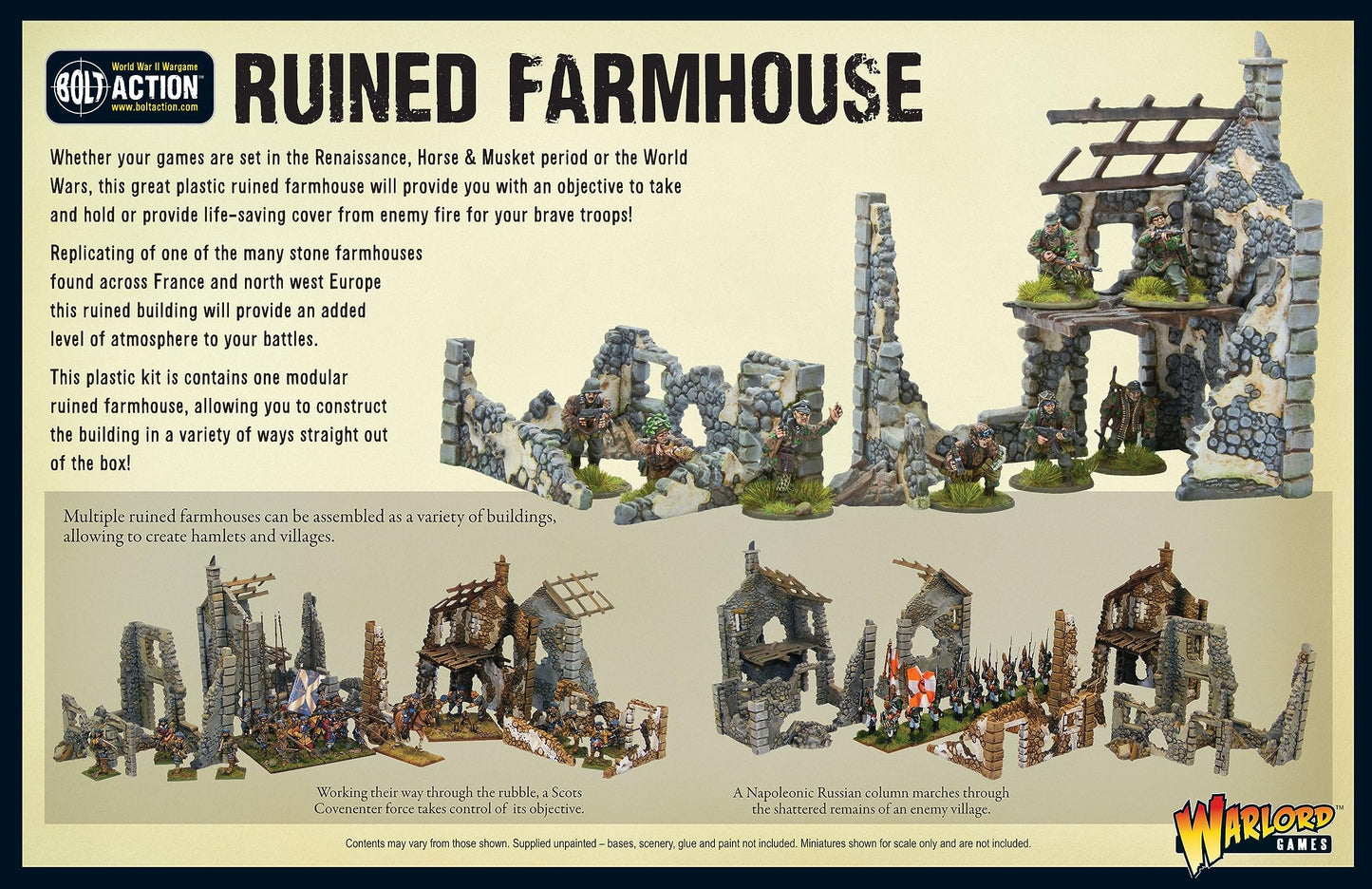 Bolt Action : Ruined Farmhouse - 28mm Scale - Warlord Games