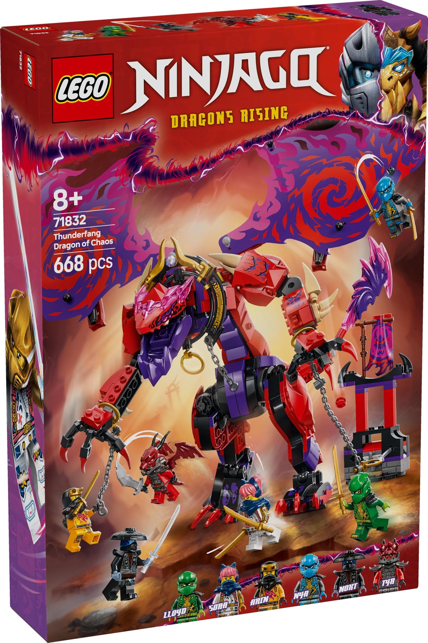 LEGO 71832 NINJAGO Thunderfang Dragon of Chaos Toy with 6 Ninja Warriors Minifigures