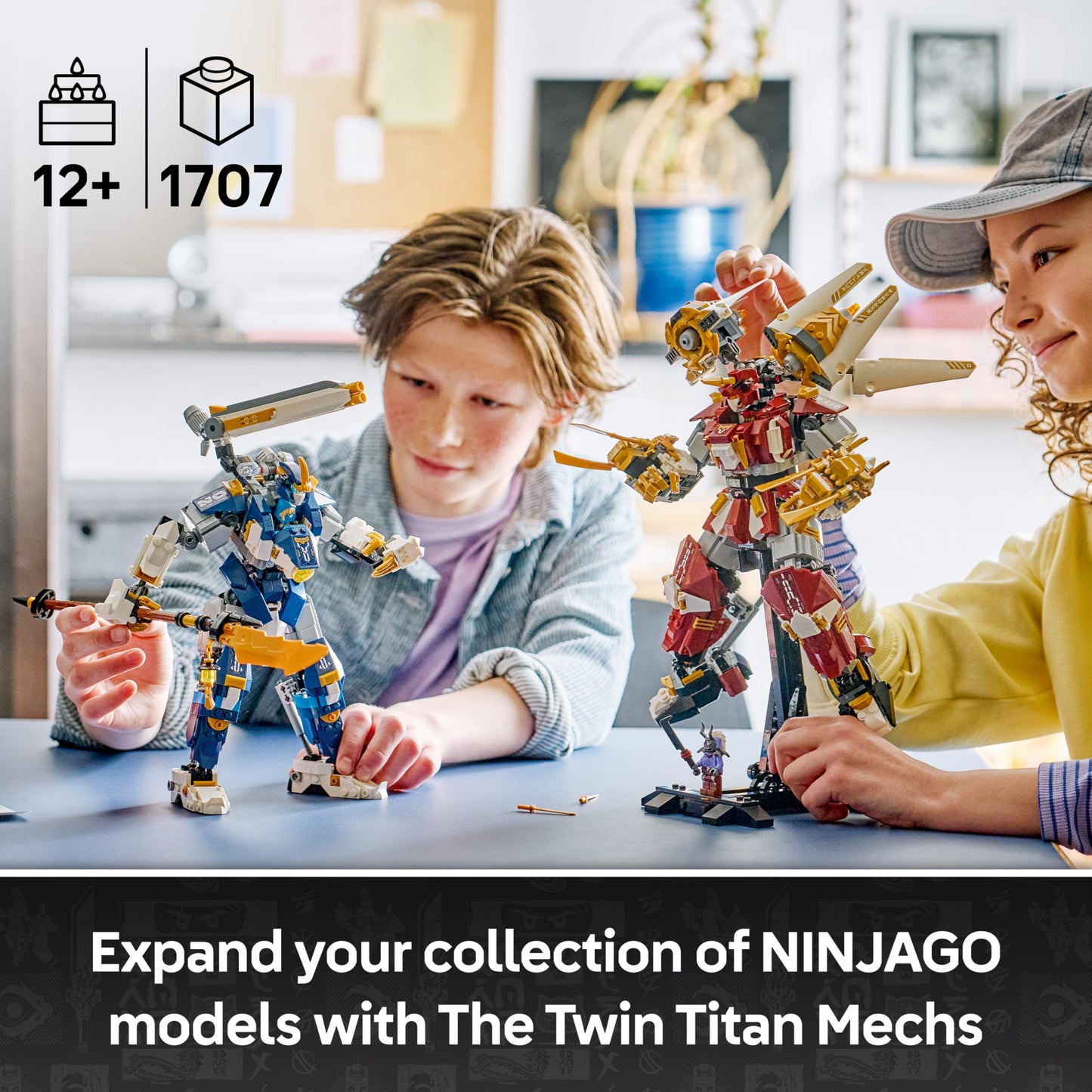 LEGO 71870 NINJAGO The Twin Titan Mechs - Ninja Toy with 2 Action Figures & 3 Minifigures incl. Kai & Nya