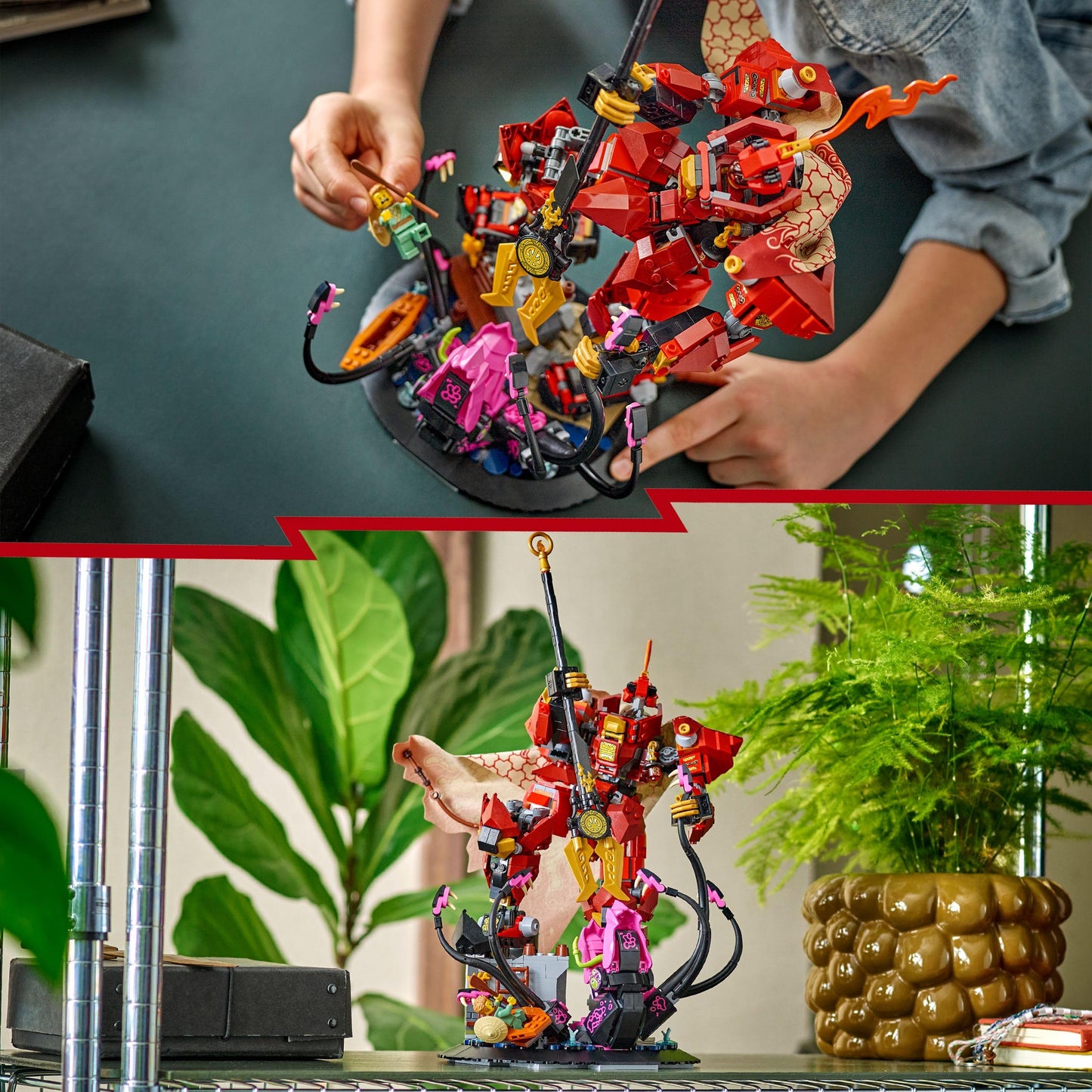 LEGO 71846 Ninjago The Fire Knight Mech with a Posable Figure, 2 Minifigures & a Sea Monster on a Display Stand