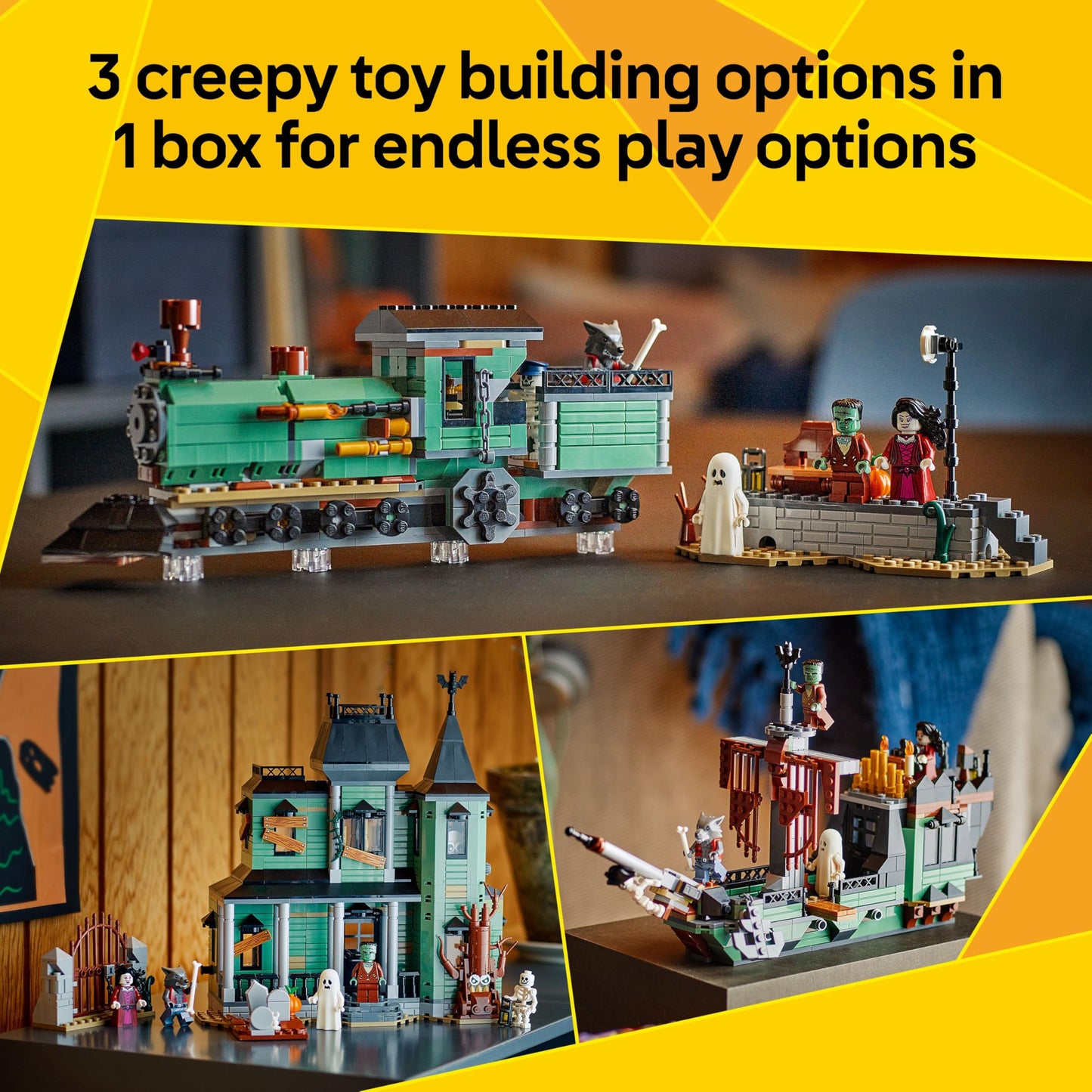 LEGO 31167 Creator 3in1 Haunted Mansion - Toy House Transforms into a Ghost Ship or a Train Set - Incl. 5 Minifigures